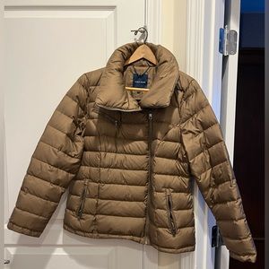 Cole Haan hip length down parka w/out hood; fits like a 14 tag says XL.